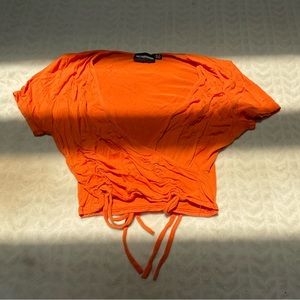 Ruched Wrap Front Crop Top